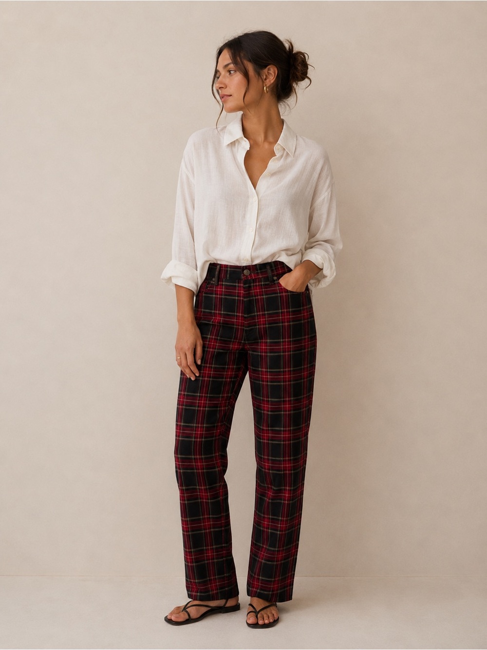 Tommy Hilfiger Tartan Plaid Ankle Pants in Red and Black Size 10